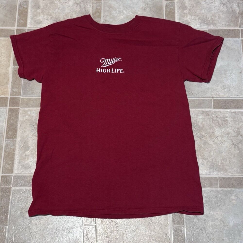Miller High Life T-Shirt, Small, Red, Short Sleeve